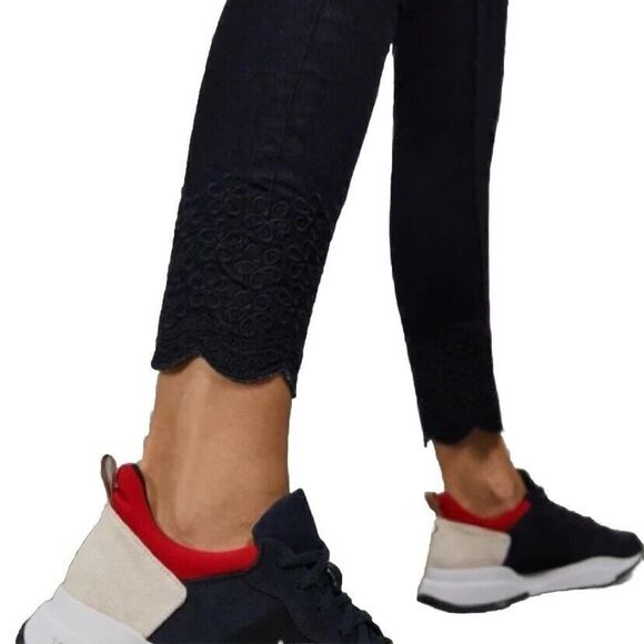 Ted Baker London Yesenia Embroidered Scalloped Hem Skinny Ankle Jeans Size 26 - Picture 5 of 13